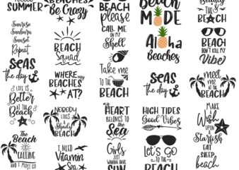 Summer Bundle SVG, Beach Svg, Mermaid Svg, Summer Quotes Svg, Printable, Commercial Use, Instant Download 829249403 t shirt template vector