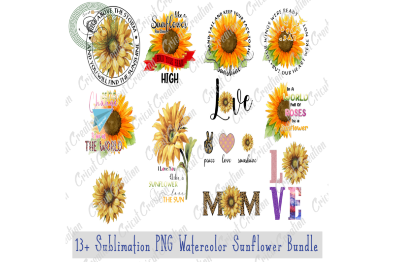 Trending Gifts, Watercolor Sunflower Diy Crafts, Sunflower Png Files For Cricut, Sunflower Lover Silhouette Files, Trending Cameo Htv Prints