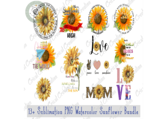Trending Gifts, 13 sublimation PNG Watercolor Sunflower Bundle Diy Crafts, Sunflower Png Files For Cricut, Sunflower Lover Silhouette Files, Trending Cameo Htv Prints