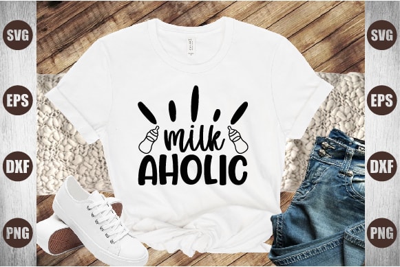 Milk aholic t shirt designs for sale
