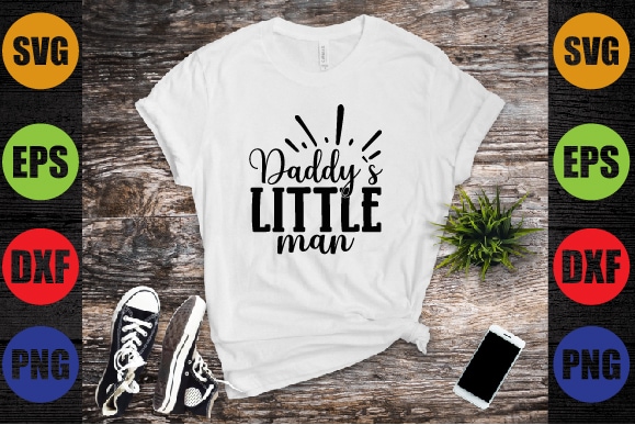 Daddy`s little man t shirt vector illustration