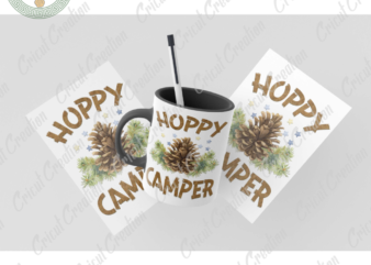 Camping Day , Hoppy camper Diy Crafts, pinecones PNG Files , Forest Campsite Silhouette Files, Trending Cameo Htv Prints t shirt vector file