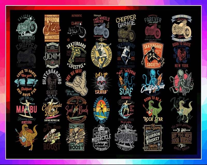 84 Designs T-shirt PNG Bundle, Shirt Bundles, Custom Shirts, Motorcycle, surfing, Weightlifting, Drinking, T-Rex, Turtles, Digital Download 939381155
