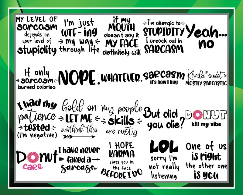 Bundle 60 Funny Quotes, Funny Sayings, Running On Coffee And Sarcasm, I Had My Patience Tested, Hold on Let Me Overthink This, Digital File 968260496