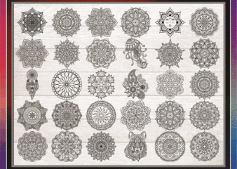 Bundle 100 Flower Mandala Designs, SVG PNG JPG, Mandala svg files for Cricut, Clipart Vector, Mandala Cut File, Flowers, Animal Shapes 877146316