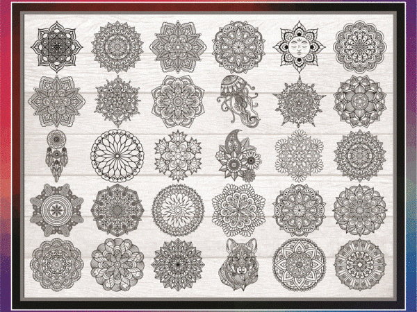 Bundle 100 flower mandala designs, svg png jpg, mandala svg files for cricut, clipart vector, mandala cut file, flowers, animal shapes 877146316