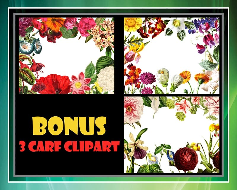 50 Vintage Colorful Flower Clipart Bundle, Printable Flowers, PNG Flowers, Transparent Background Flowers, Transparent Background PNG Files 711825009