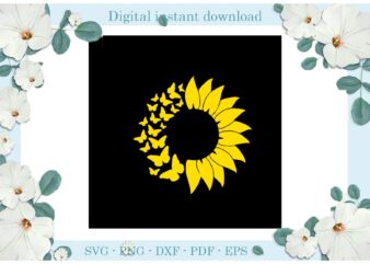 Trending gifts Butterfly Sunflower art Diy Crafts Sunflower Svg Files For Cricut, Butterfly Silhouette Sublimation Files, Cameo Htv Prints
