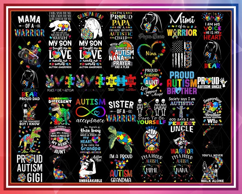 156 Designs Autism PNG, Autism Awareness png, Autism Bee png, Dabbing Puzzle png, Elephant Autism png, Dinosaur Puzzle png, Instant Download 974596920