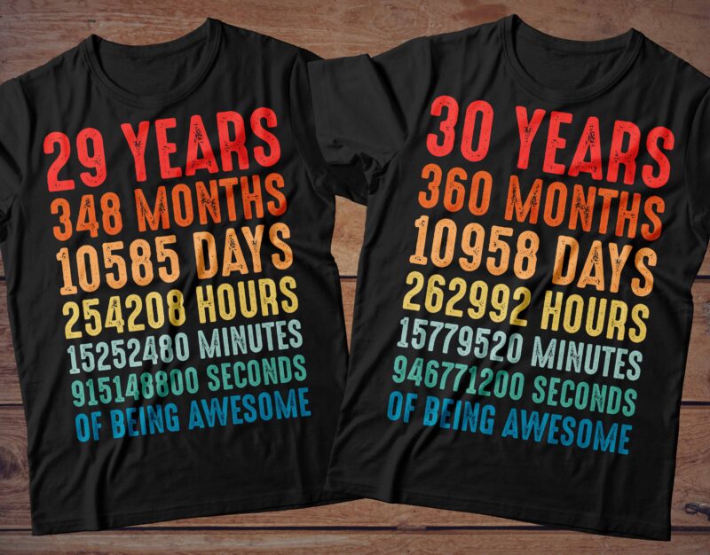 1 year to 60 Years of being awesome t-shirt design Bundle, 1-60 year of being awesome Bundle SVG, Birthday vintage t shirt, Happy birthday tshirt Bundle, Funny Birthday Bundle, Birthday