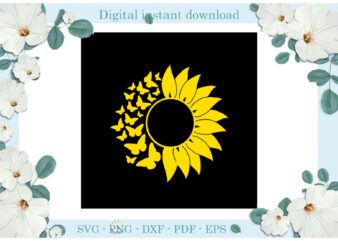 Trending gifts Sunflower Butterfly Sun Circle Diy Crafts Sunflower Svg Files For Cricut, Butterfly Trending Silhouette Sublimation Files, Cameo Htv Prints