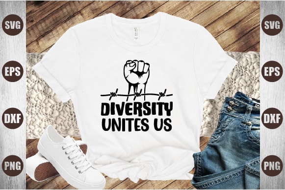Diversity unites us t shirt vector illustration