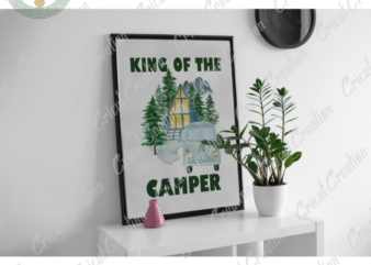 Camping Day , King Of Camper Diy Crafts, Tent PNG Files , Mobile home Silhouette Files, Trending Cameo Htv Prints