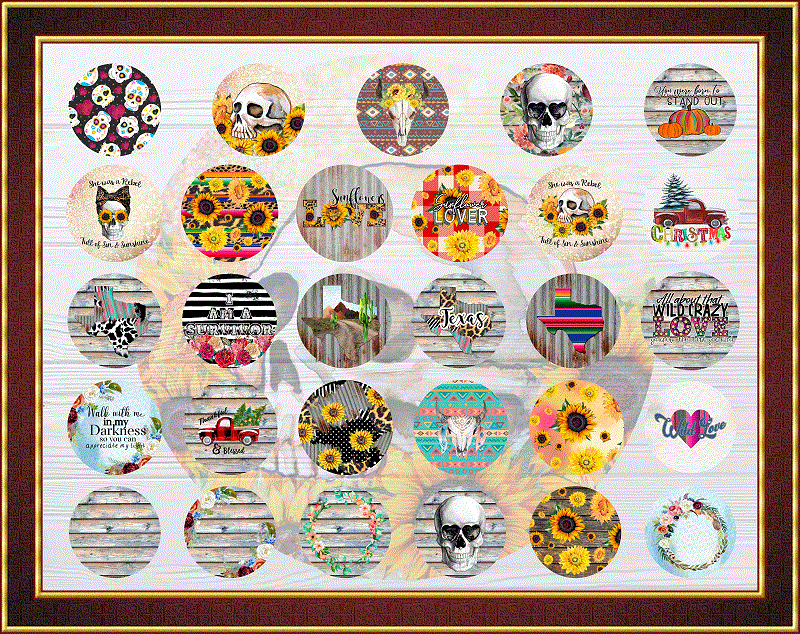 HUGE Car Coaster Bundle Templates Design Bundle Sunflower Cheetah PNG, Clip Art Design, Instant Digital Download 723275105