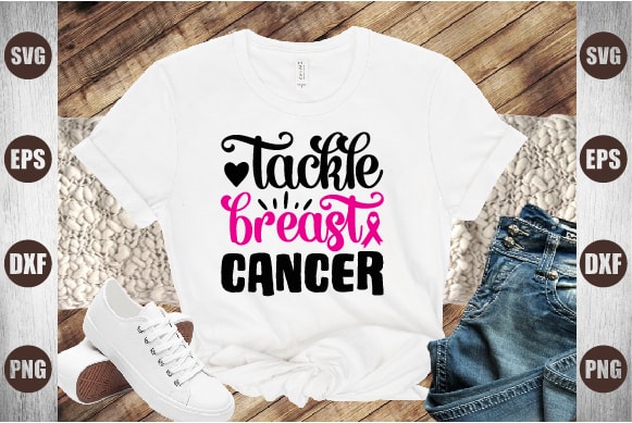 Tackle breast cancer t shirt designs for sale