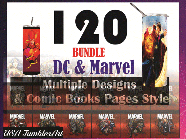 Combo 120 dc & marvel designs, 20oz skinny straight,template for sublimation,full tumbler, png digital download 1014533239