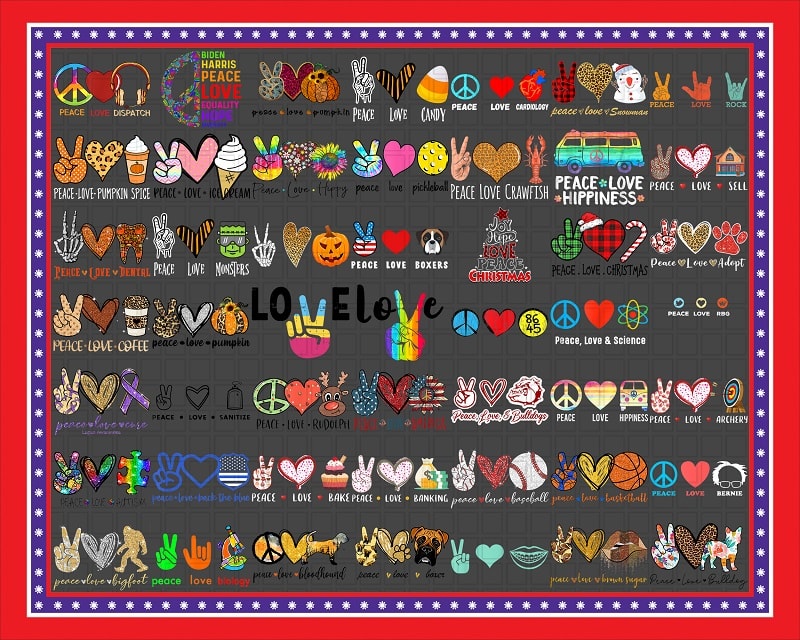 150+ Peace Love Bundle png Designs, peace love christmas , peace love everything , digital png download , PNG printable , PNG sublimation 1011238868