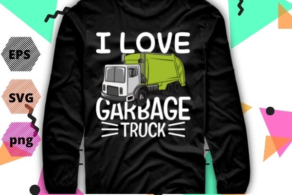 I love Garbage Truck Retro Recycling Trash Garbage Truck T-shirt design svg, Vintage, Sunset, Recycling, Trash, Garbage truck, vector eps