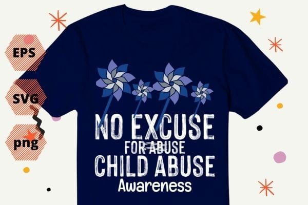 No excuse for abuse Blue Child Abuse Prevention Awareness T-Shirt design svg, vector, cut file, png