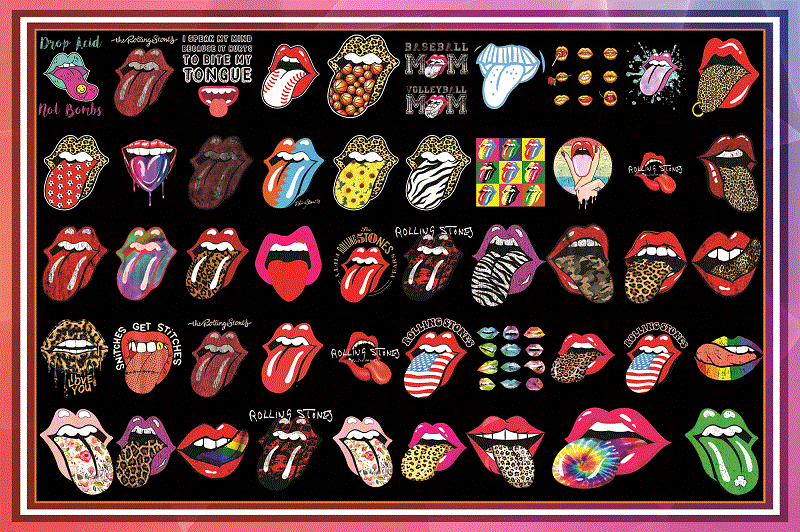 50 Tongue PNG Bundle, Leopard Tongue Sublimation, Leopard Tongue, Kiss Lips, Leopard Lips, Rolling Stones Lips with tongue Out Leopard Print 1014955631