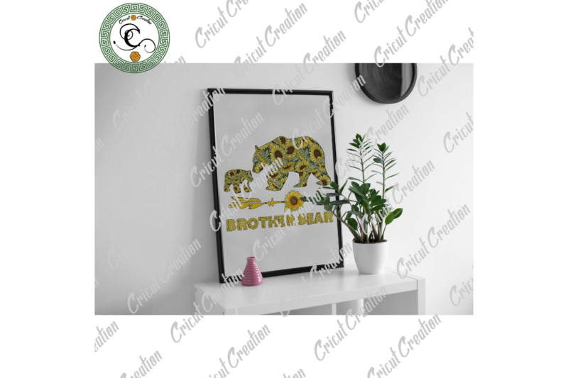 Brother Bear Diy Crafts, Sunflower Bear Svg Files For Cricut, Sunflower Silhouette Files, Trending Cameo Htv Prints