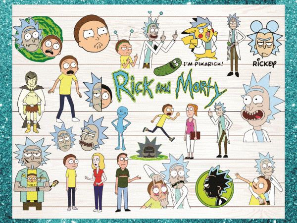 Bundle 64 rick and morty clipart, rick and morty characters png svg, time to get schwifty png, silhouette, svg, png, digital download 1036485297 t shirt template