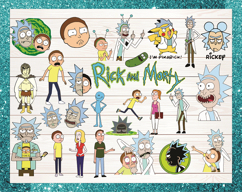 Bundle 64 Rick And Morty Clipart, Rick And Morty Characters Png Svg, Time To Get Schwifty Png, Silhouette, Svg, Png, Digital Download 1036485297