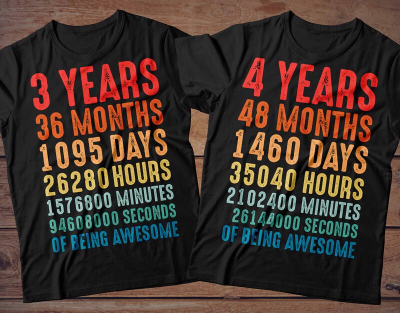 1 year to 60 Years of being awesome t-shirt design Bundle, 1-60 year of being awesome Bundle SVG, Birthday vintage t shirt, Happy birthday tshirt Bundle, Funny Birthday Bundle, Birthday