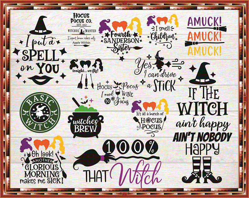 Bundle 14 Designs Witch/Halloween Hocus Pocus Svg, Halloween Svg, Witch svg, Vinyl Cutting Files Dxf, Eps, Svg, Pdf, Png, Digital Download 722917088