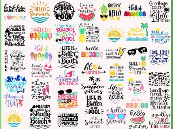 48 summer bundle svg, summer svg, summer cut files, commercial svg, kids svg, summer quotes svg, beach shirt svg, digital file, dxf, eps,png 982554221