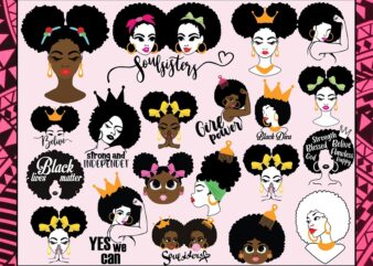 55 Designs Afro Woman Bundle, Afro Girl Svg, Afro Queen Svg, Afro Lady Svg, Curly Hair Svg, Black Woman, For Cricut, For Silhouette 990640767