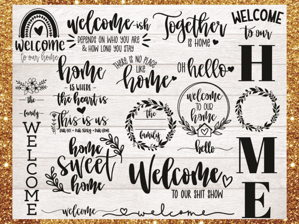 16 welcome svg bundle, home svg bundle, welcome sign svg, home sign svg, hello svg, porch sign svg, family sign svg, cut file for cricut 1010963909