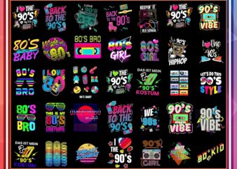 Bundle Retro 80s, 90s PNG, 80s Tottaly PNG, Back To 90s, I Love 80s, 80s Clipart, Neon 80s Clipart Bundle, Bundle 90 PNG, Sublimation Png 991918306