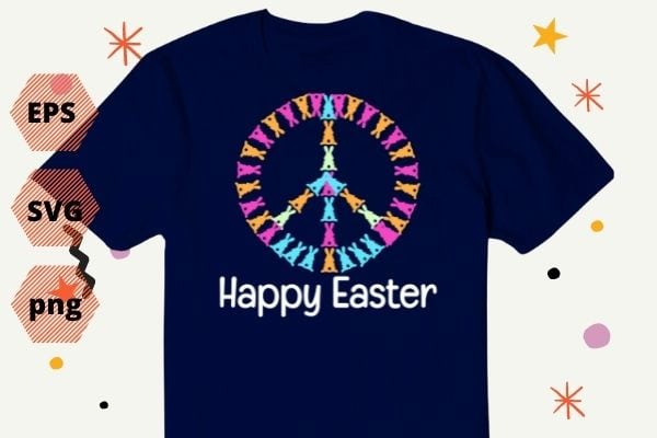 Easter Bunny rabbit Peace Sign Kids Easter Sunday Basket T-Shirt design svg, Easter Bunny rabbit Peace Sign png, Palm Sunday,