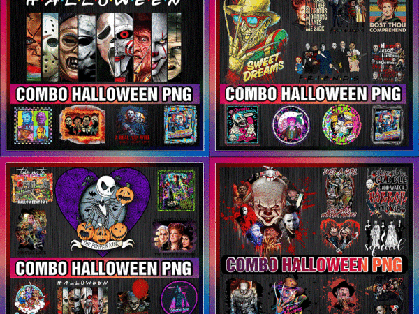 Combo 32 designs halloween png, halloween characters, horror killers, freddy, saw, it, chucky, digital design. png digital download cb1049069859