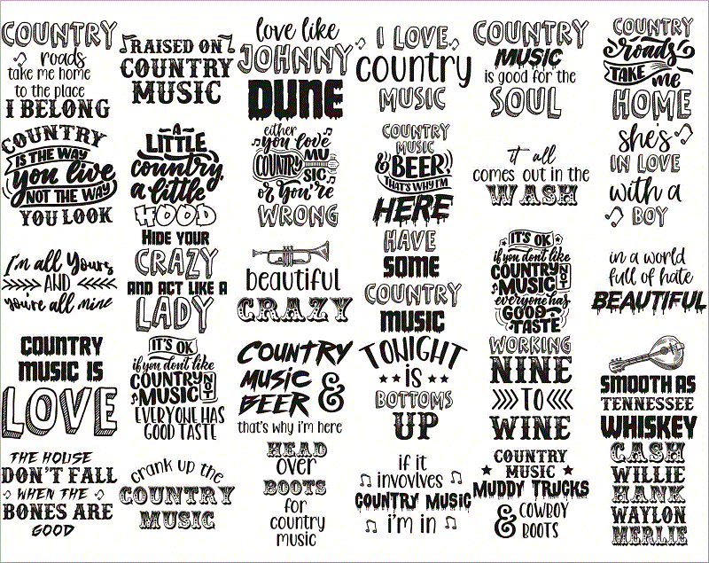 Bundle 100 Country Music SVG/PNG Files For Cricut, Country Music svg, Music svg Bundle, Music svg Shirt, Music Lovers svg, Instant Download 1015565186