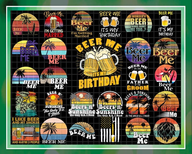 Bundle 27 Designs Beer Me Png, Retro Vintage Beer Png, Summer Sun Png, Beer and Sunshine Png. Digital Download 1008470052