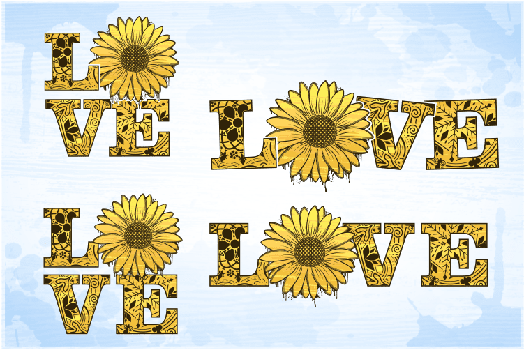 Love With Sunflower Svg, funny Flowers sublimation Png Set, funny t shirt design