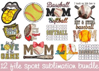 12 Files Sport Sublimation Bundle Diy Crafts, BaseBall Svg Files For Cricut, Leopard Pattern Silhouette Files, Quotes Cameo Htv Prints