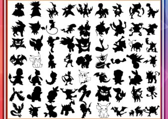 100 Designs Pokeman SVG Bundle, Pokemon Characters, Pokemon svg black white, Pokemon silhouette, Pikachu clipart svg, Files For Cricut 1028433609