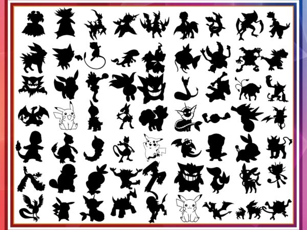 100 designs pokeman svg bundle, pokemon characters, pokemon svg black white, pokemon silhouette, pikachu clipart svg, files for cricut 1028433609