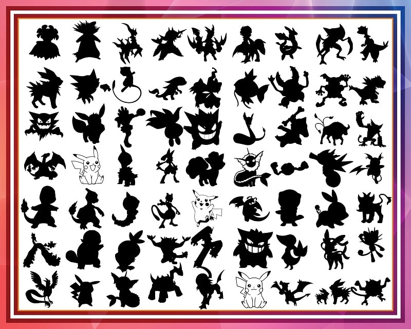 100 Designs Pokeman SVG Bundle, Pokemon Characters, Pokemon svg black white, Pokemon silhouette, Pikachu clipart svg, Files For Cricut 1028433609