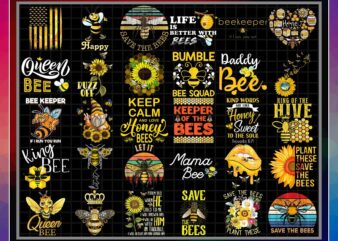 Bundle 42 Designs Bee Kind Png, Save The Bee Png, BeeKeeper Gift, Honey Bee png, Sunflower Bee, Bee Queen, Let it Bee Png. PNG Download 1003172210