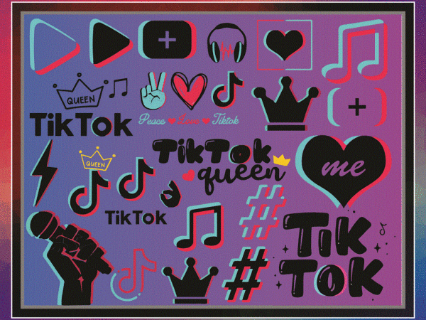 23 tiktok bundle clipart, tiktok queen svg, tiktok logo svg, tiktok bundle, social media svg, tiktok clipart, silhouette, cricut cameo 1028607189