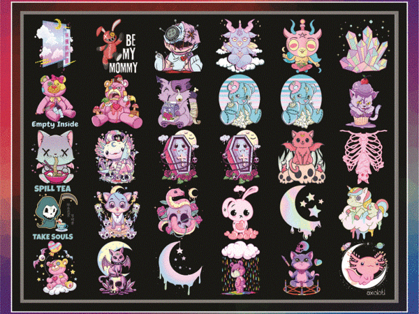 30 pastel goth png bundle, creepy pastel goth aesthetic png, teddy bear japanese, goth gnomes and teddy pastel goth png, digital download 1035267006