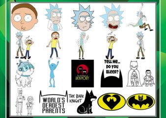 Bundle 52 Designs Rick And Morty, Rick And Morty Faces, Time To get Schwifty, Bundle svg, png, dxf, Cut FIles, Silhouette, Digital Download 1005023236