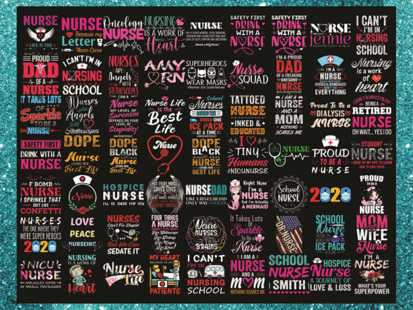 Bundle 66 huge t-shirt png, huge t-shirt png designs, nurse quotes png, nurse sayings png, nurse pack, transparent, digital png files 861720011