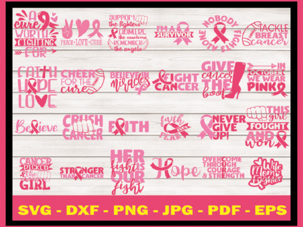24 designs cancer awareness quotes svg bundle, pink cancer quotes svg, cut file, clipart, printable, vector, commercial use instant download 881700339