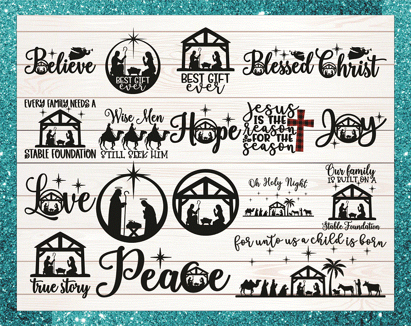 Oh Holy Night SVG / Nativity Scene SVG / Cut File / Cricut / Commercial use  / Silhouette / DXF file / Christmas decoration