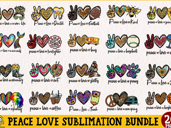 Peace love bundle t-shirt design